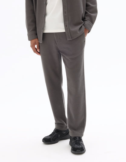 Celio Textured Straight Fit Cotton-Poly-Blend Khaki Trousers