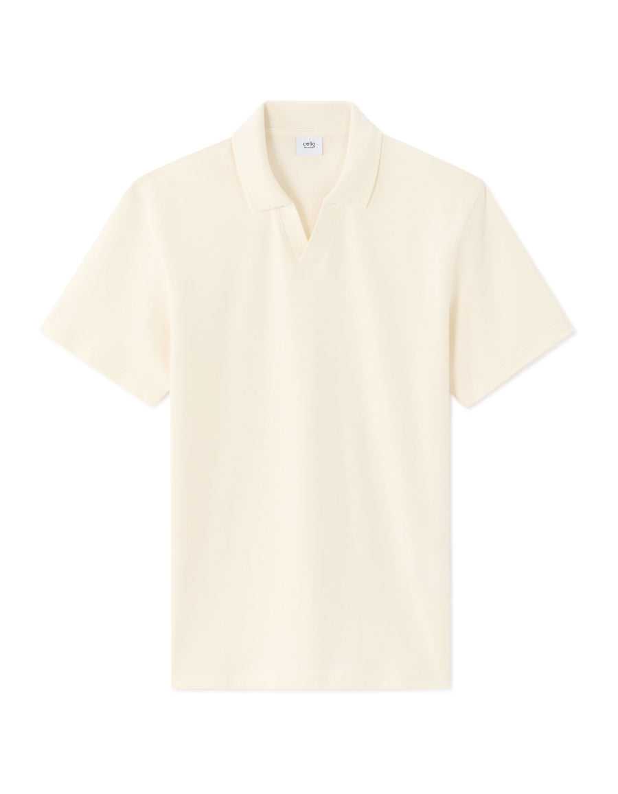 Celio*  Regular Fit Cotton Shart Collar-Off White T-shirt