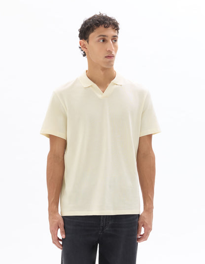 Celio Solid Regular Fit Cotton Off White Tshirts