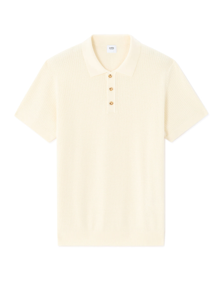 Regular Fit 100% Cotton Polo Collar T-Shirt - White