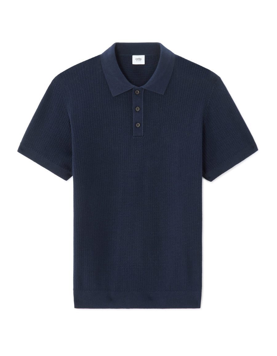 Celio Solid Regular Fit Cotton Navy Tshirts