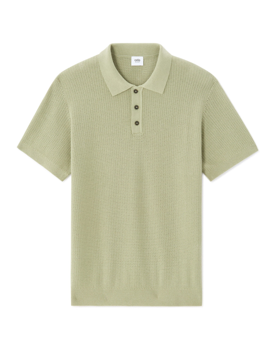 Regular Fit 100% Cotton Polo Collar T-Shirt - Green