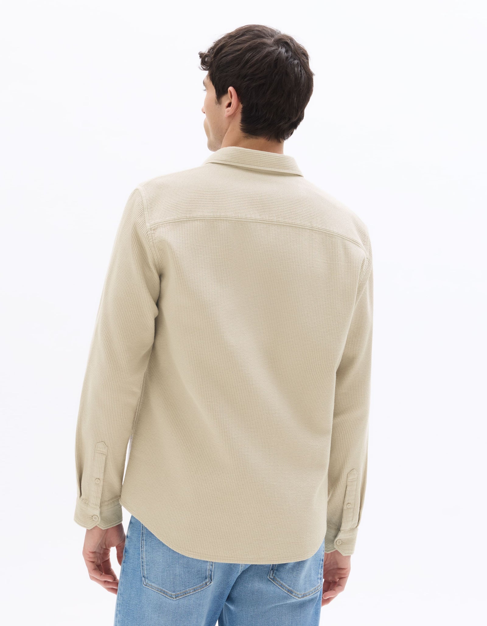 Celio Waffle Regular Fit Cotton Grey Shirts