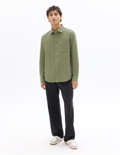 Celio Mens Olive Waffle Regular Fit Cotton Shirts