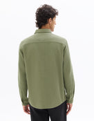 Celio Mens Olive Waffle Regular Fit Cotton Shirts