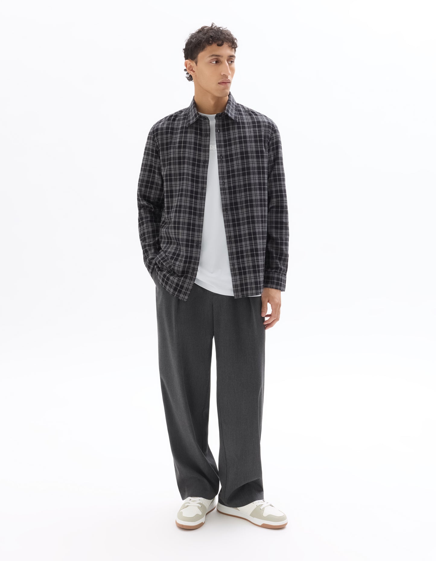 Celio* Men Black Checked Regular Fit Cotton Shirts
