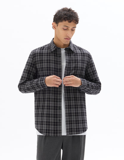 Celio* Men Black Checked Regular Fit Cotton Shirts