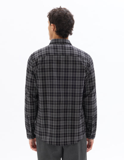 Celio* Men Black Checked Regular Fit Cotton Shirts