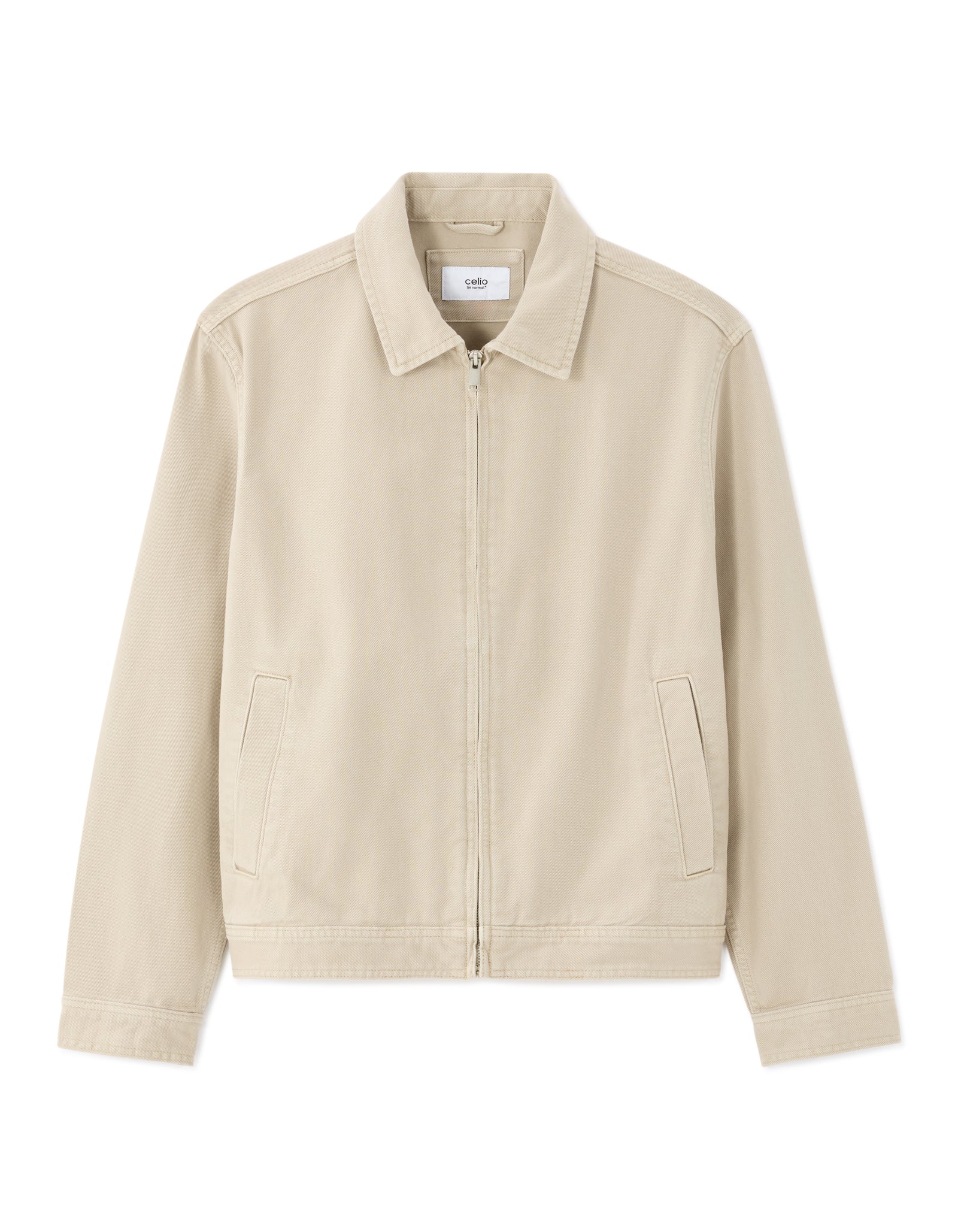 Celio Solid Slim Fit Cotton Beige Jackets