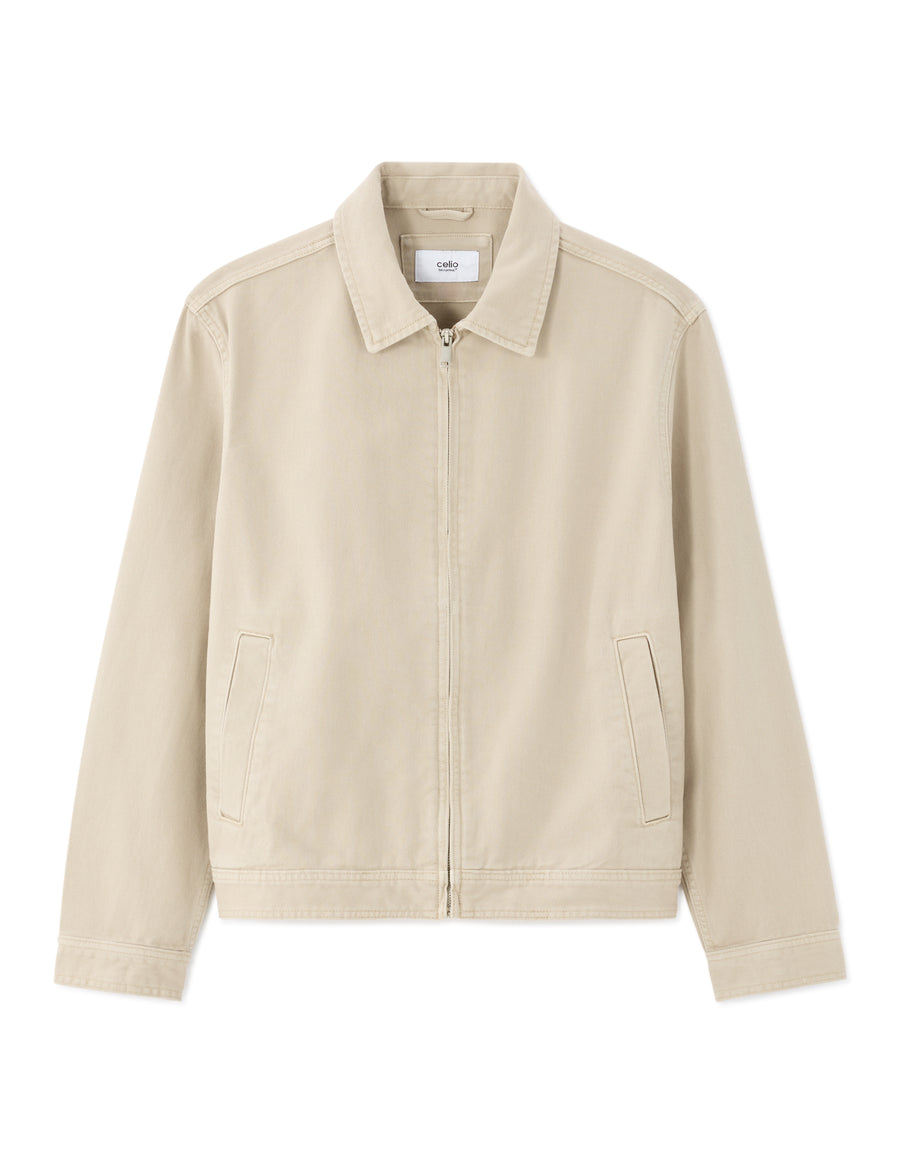 Celio Solid Slim Fit Cotton Beige Jackets