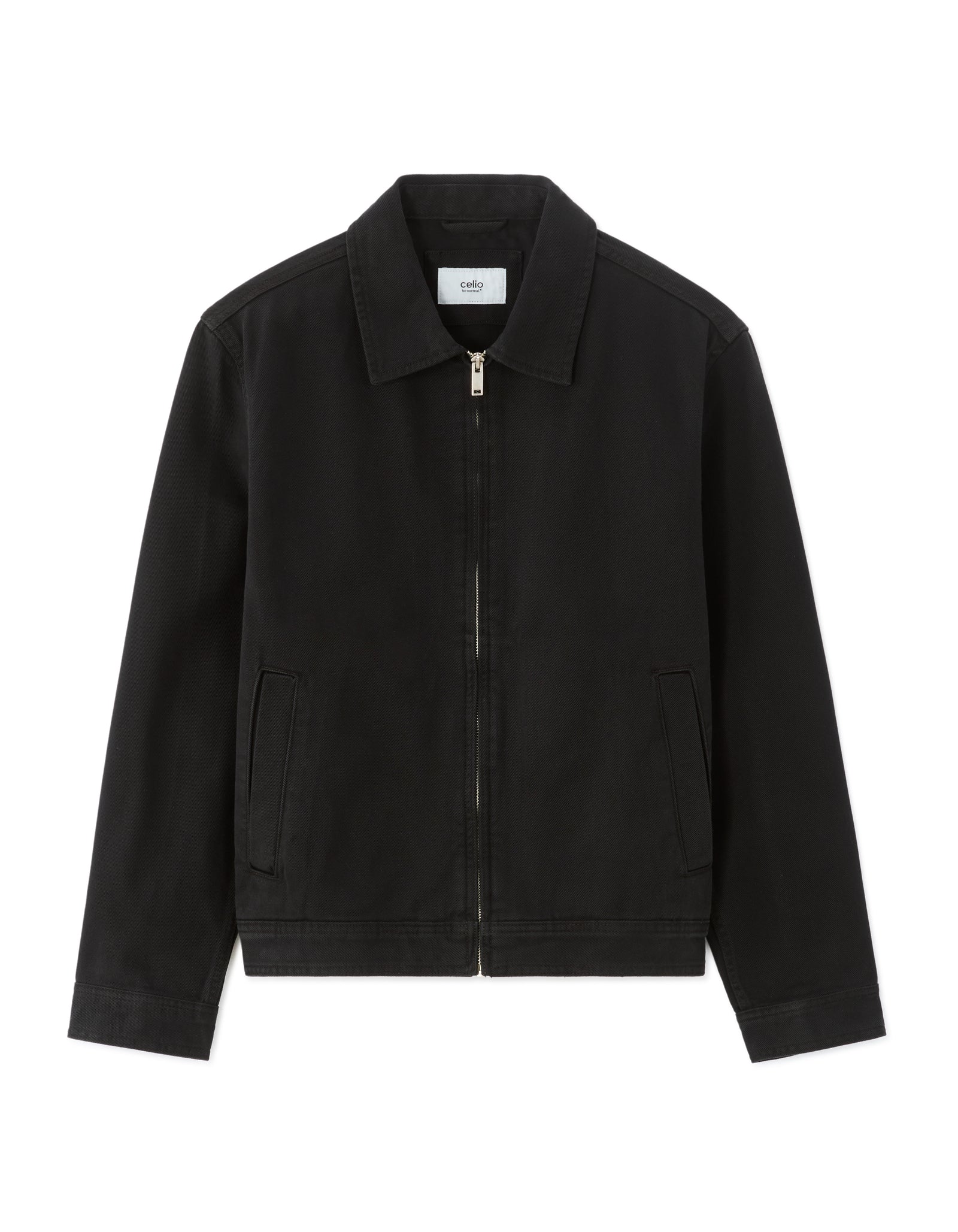 Celio Solid Slim Fit Cotton Black Jackets