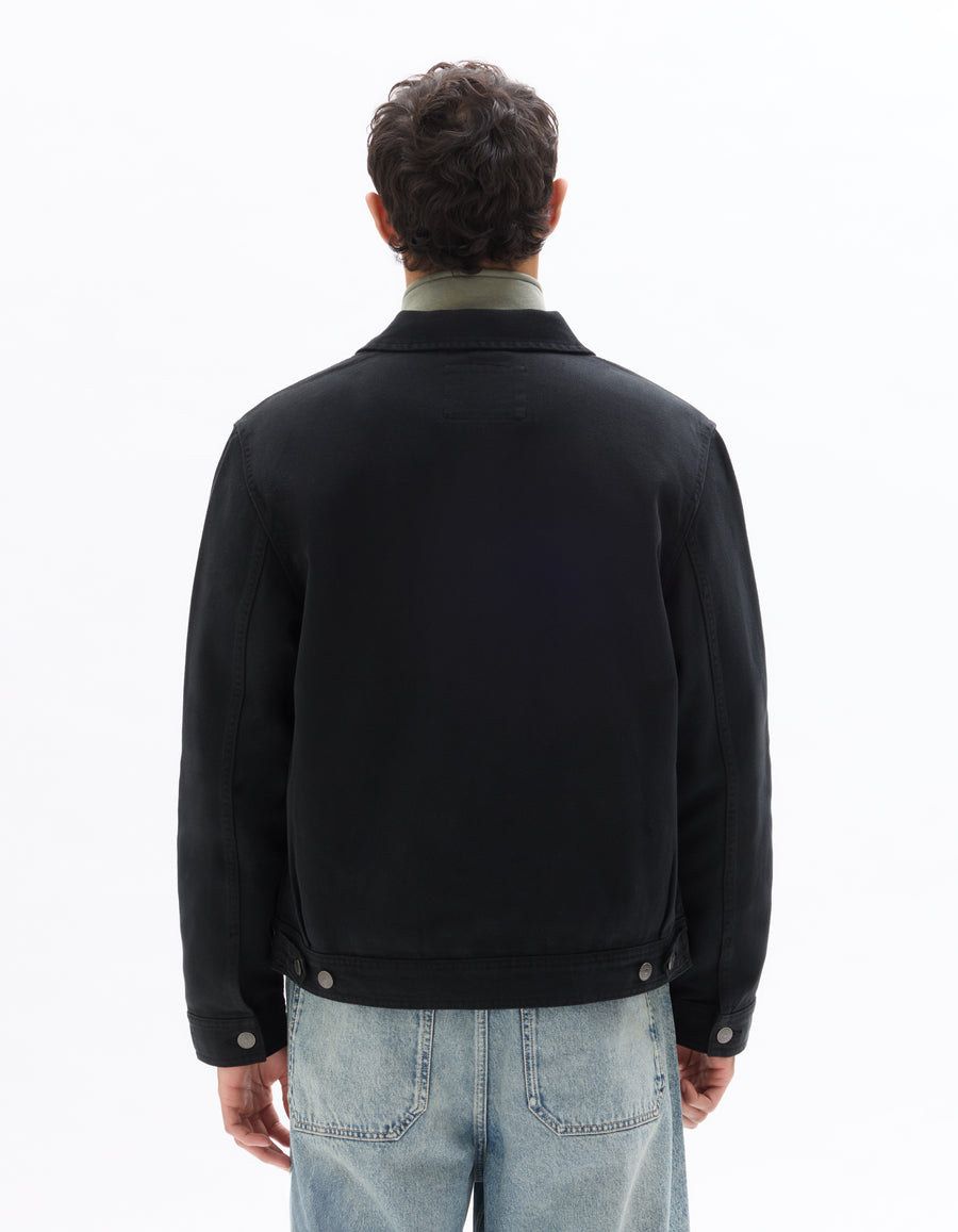Celio Solid Slim Fit Cotton Black Jackets