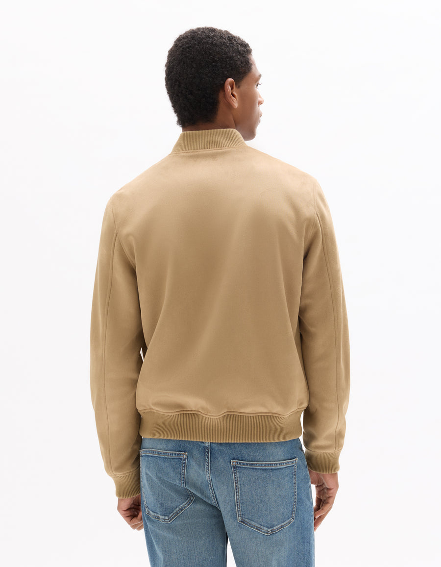 Celio Solid  Polyester Beige Jackets