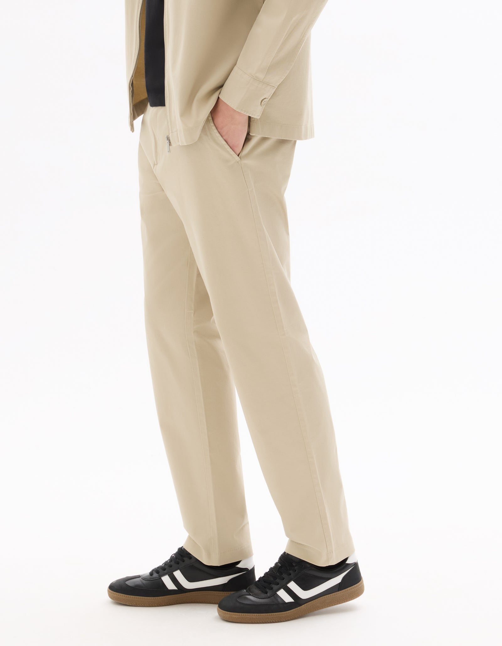Celio Solid Regular Fit Cotton Beige Trousers