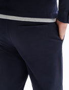 Slim Fit Stretch Cotton Trousers - Navy Blue