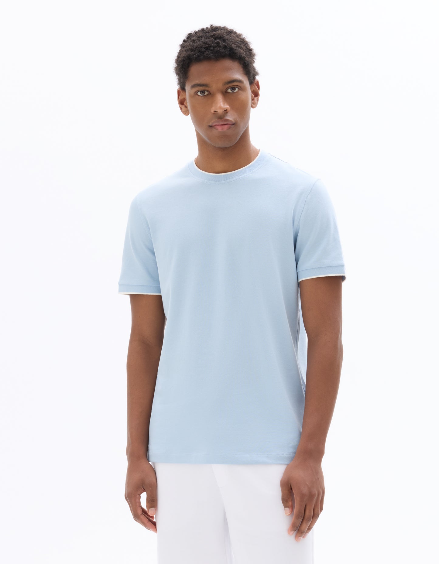Celio Solid Regular Fit Cotton Blue Tshirts