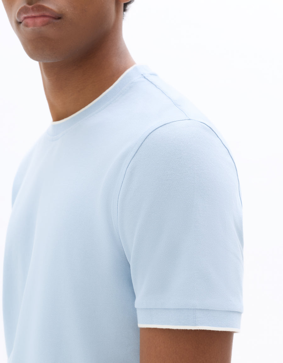 Celio Solid Regular Fit Cotton Blue Tshirts