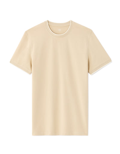 Celio Solid Regular Fit Cotton Beige Tshirts