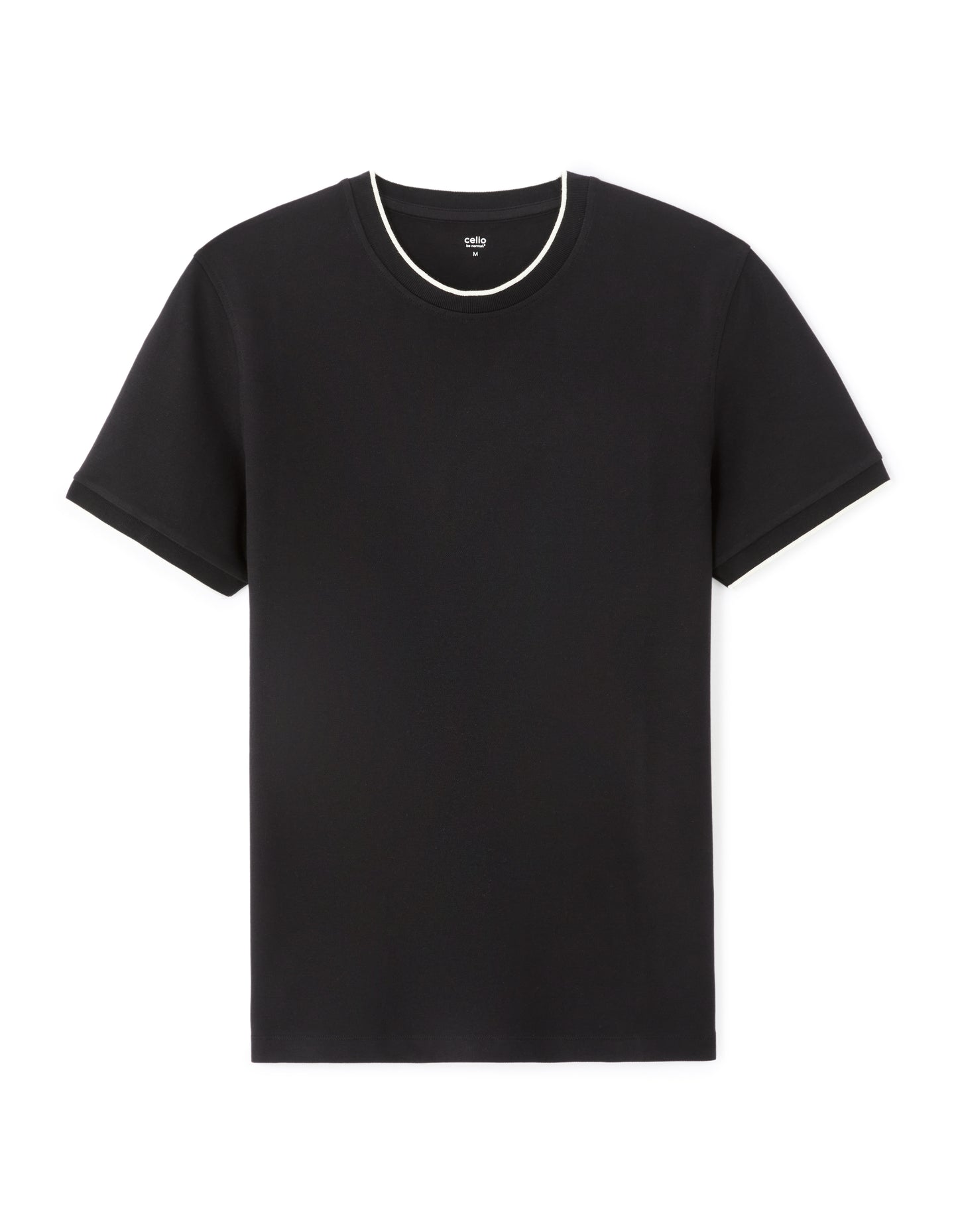 Celio Solid Regular Fit Cotton Black Tshirts
