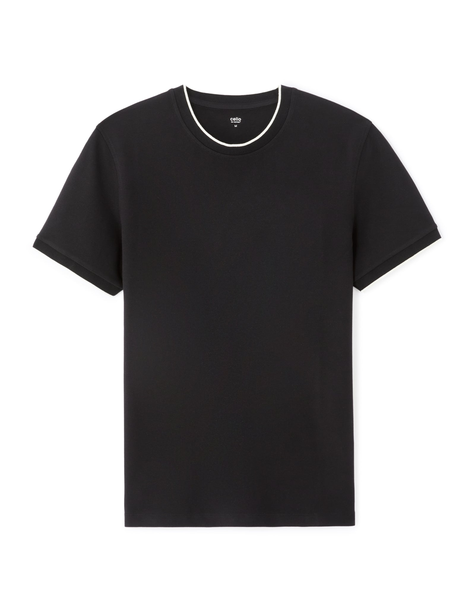 Celio Solid Regular Fit Cotton Black Tshirts