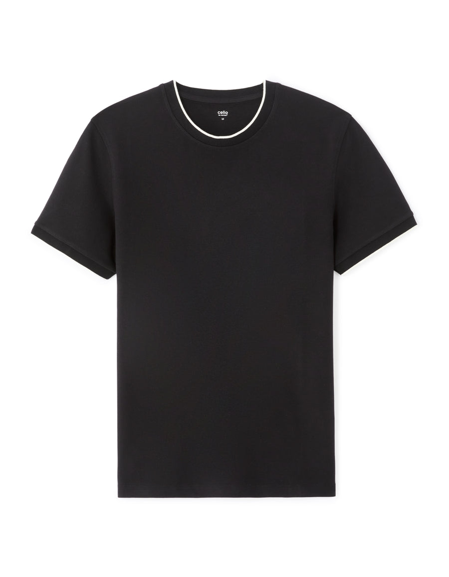 Celio Solid Regular Fit Cotton Black Tshirts