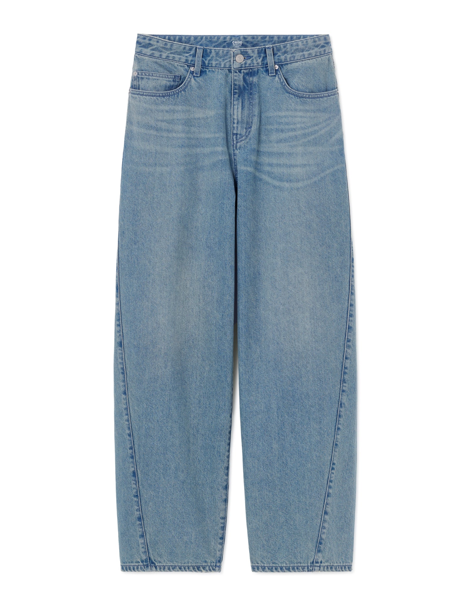 Loose Fit 100% Cotton Twill Jeans - Light Blue