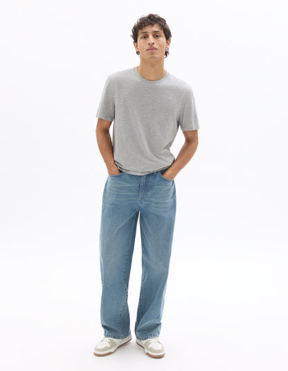 Celio Mens Blue Twill Baggy Fit Cotton Jeans