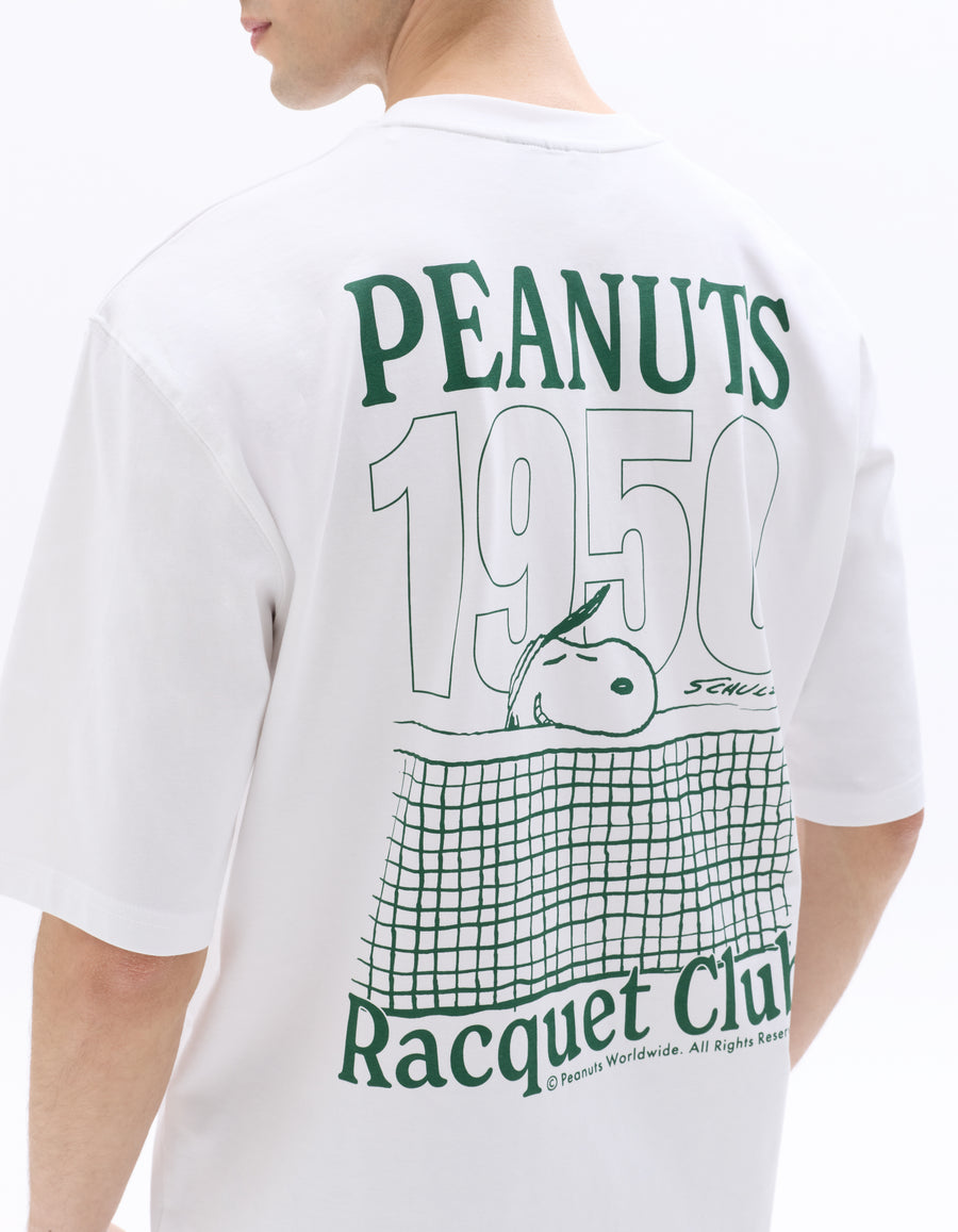 Peanuts Regular Fit 100% Cotton Printed Crew Neck T-Shirts - White