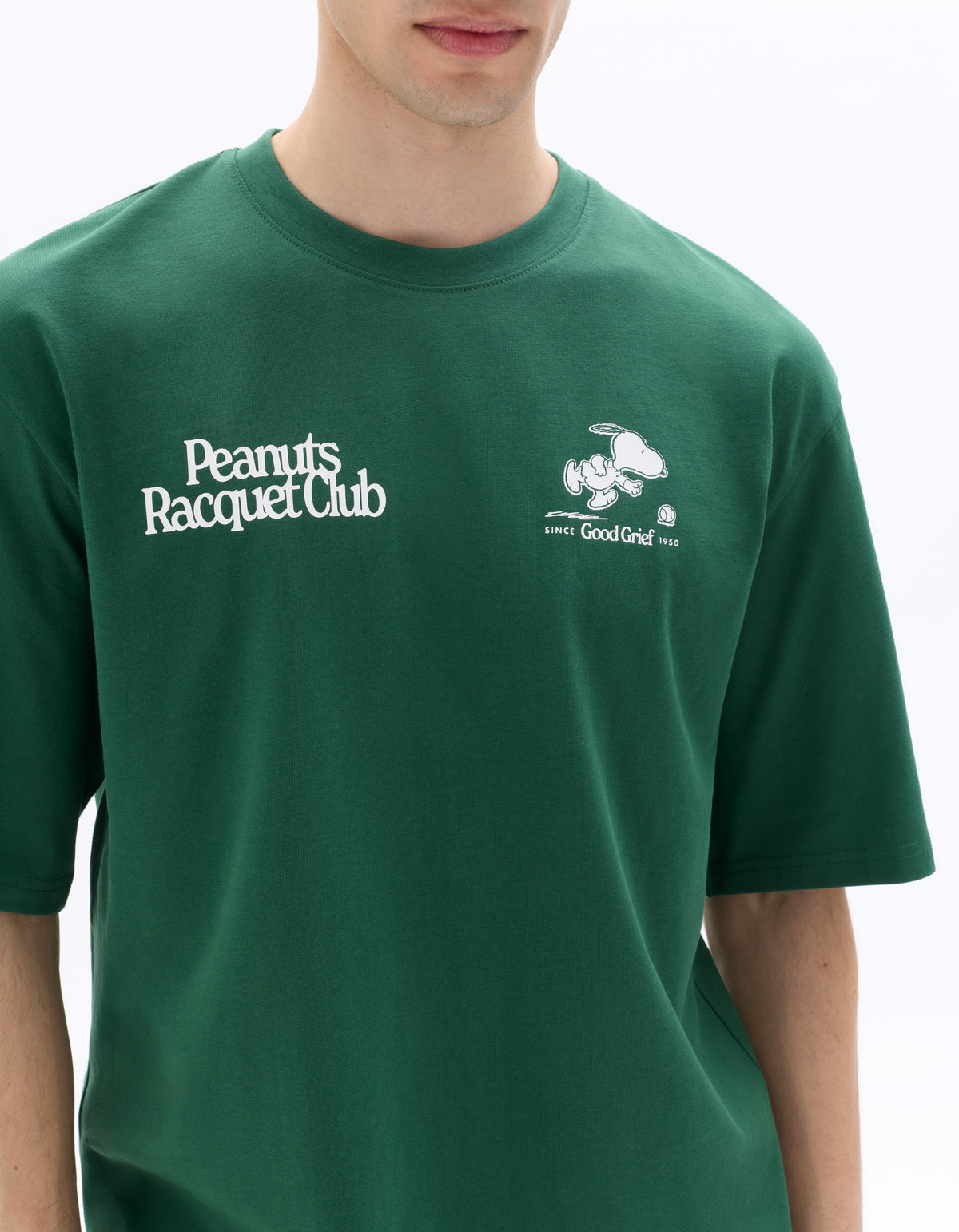 Peanuts Regular Fit 100% Cotton Printed Crew Neck T-Shirts - Green