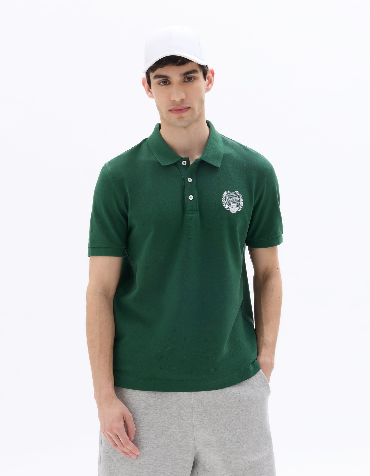 Peanuts Regular Fit 100% Cotton Solid Polo Collar T-Shirts - Green