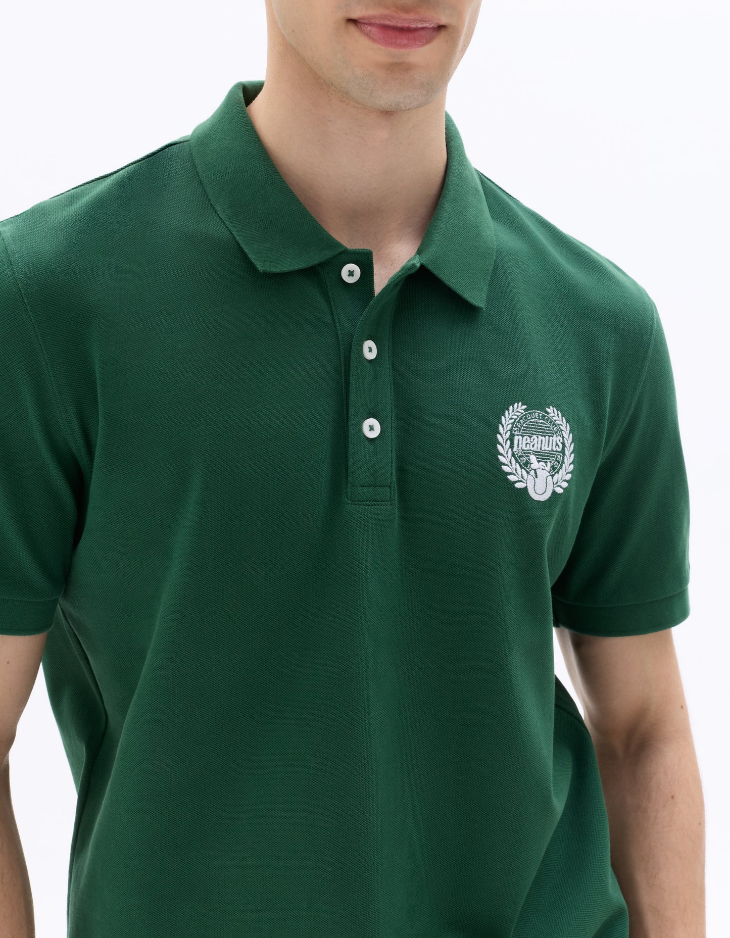 Peanuts Regular Fit 100% Cotton Solid Polo Collar T-Shirts - Green