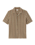 Regular Fit Poly-Cotton Cuban Collar Shirts - Brown