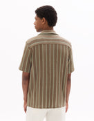 Regular Fit Poly-Cotton Cuban Collar Shirts - Brown