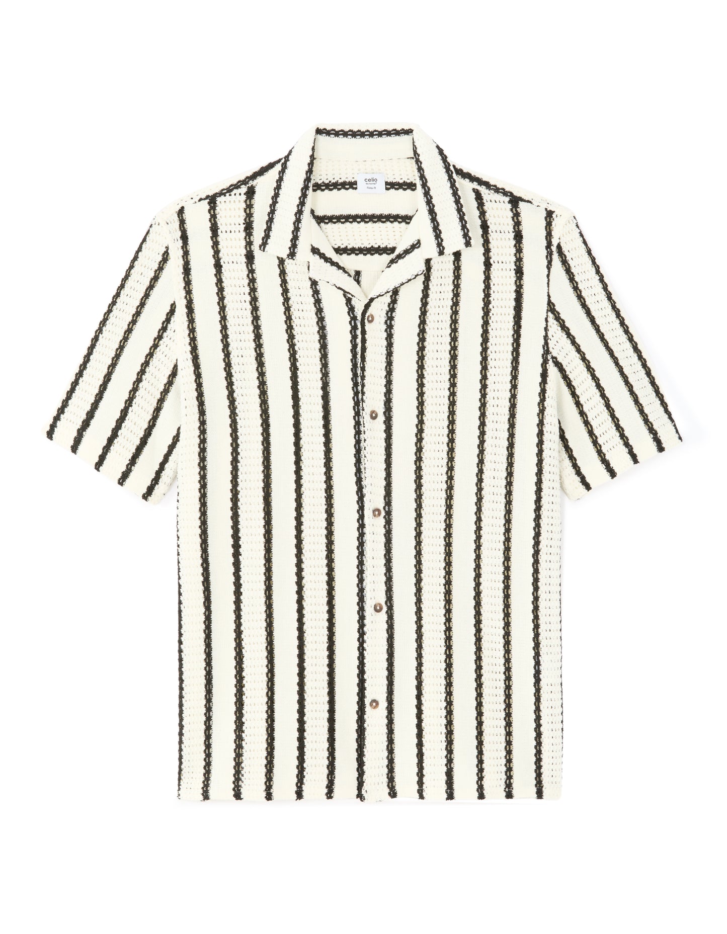 Regular Fit Poly-Cotton Cuban Collar Shirts - White
