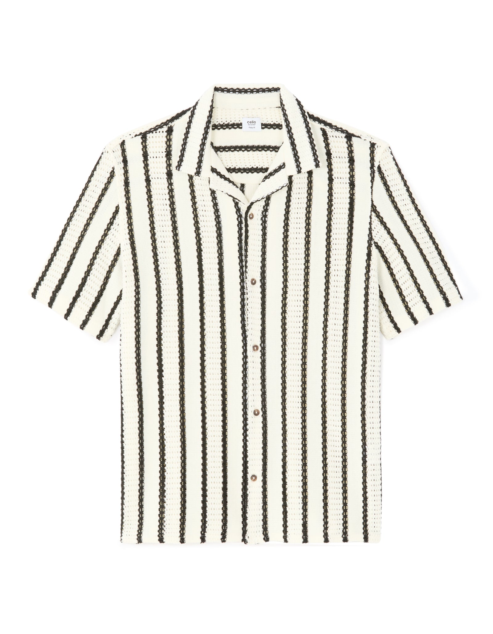 Regular Fit Poly-Cotton Cuban Collar Shirts - White