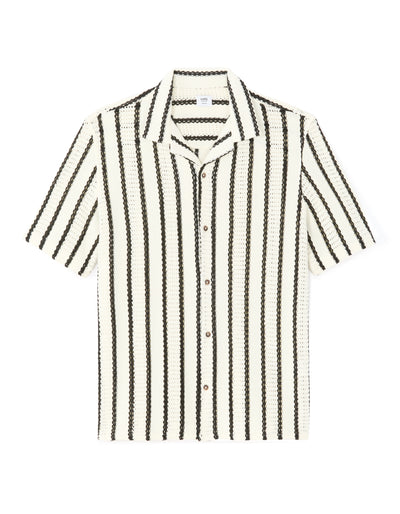 Regular Fit Poly-Cotton Cuban Collar Shirts - White