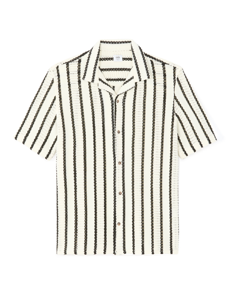 Regular Fit Poly-Cotton Cuban Collar Shirts - White
