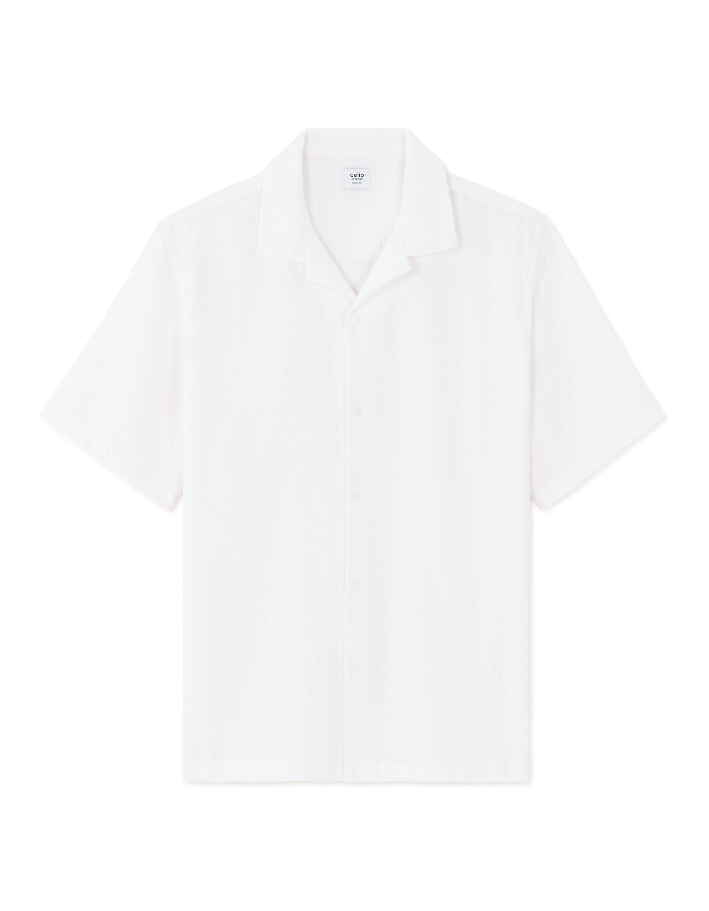 Regular Fit 100% Cotton Cuban Collar Shirt - White