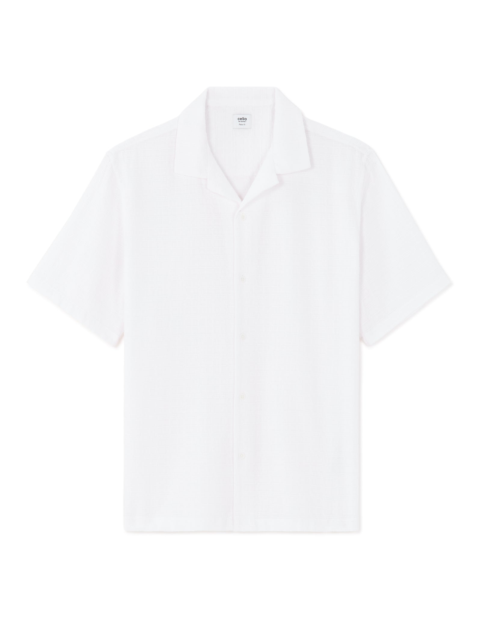 Regular Fit 100% Cotton Cuban Collar Shirt - White
