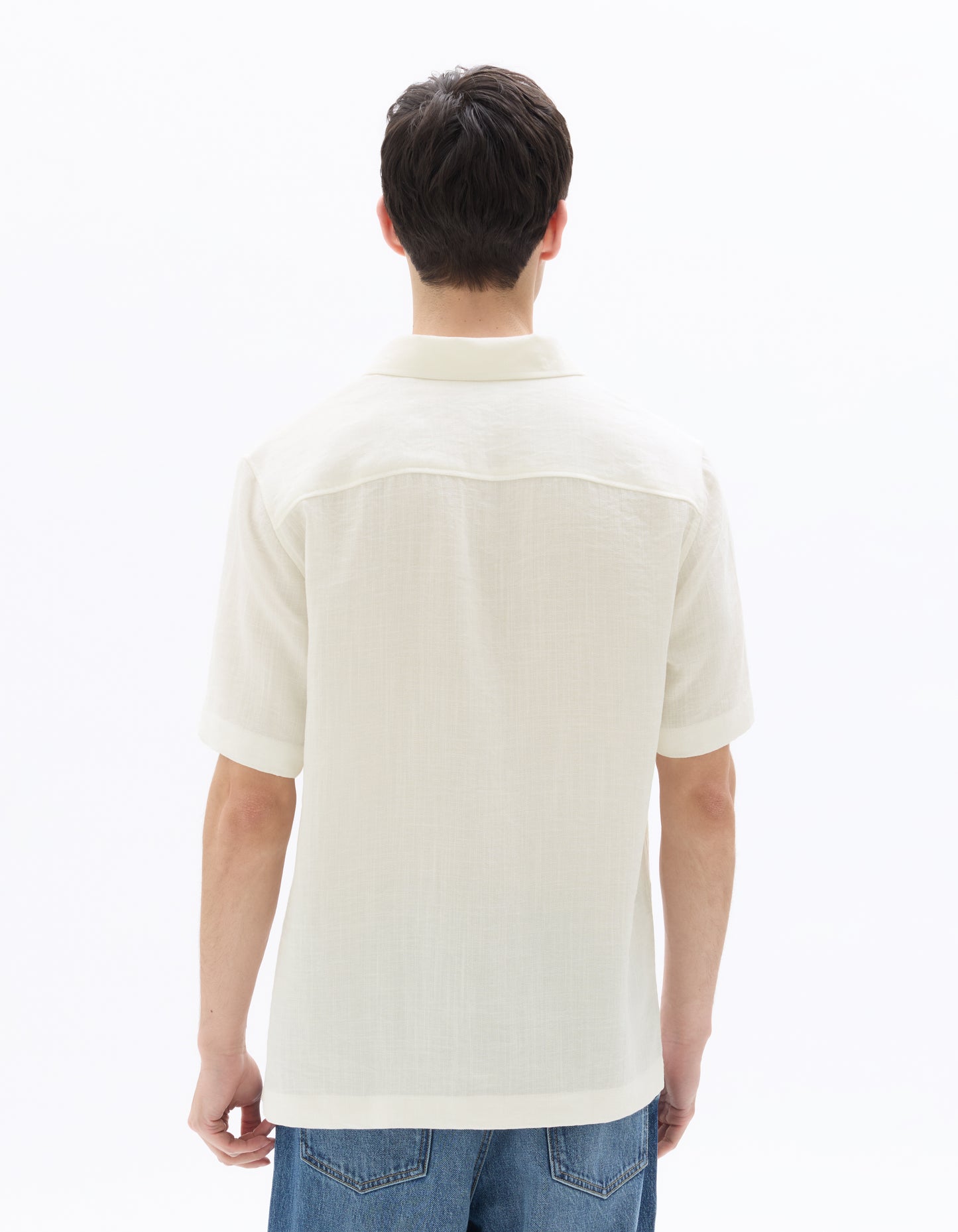 Regular Fit Poly-Viscose Textured Spread collar Shirts