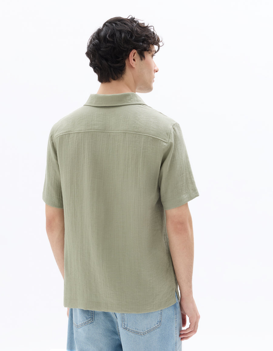 Regular Fit Poly-Viscose Textured Spread collar Shirts