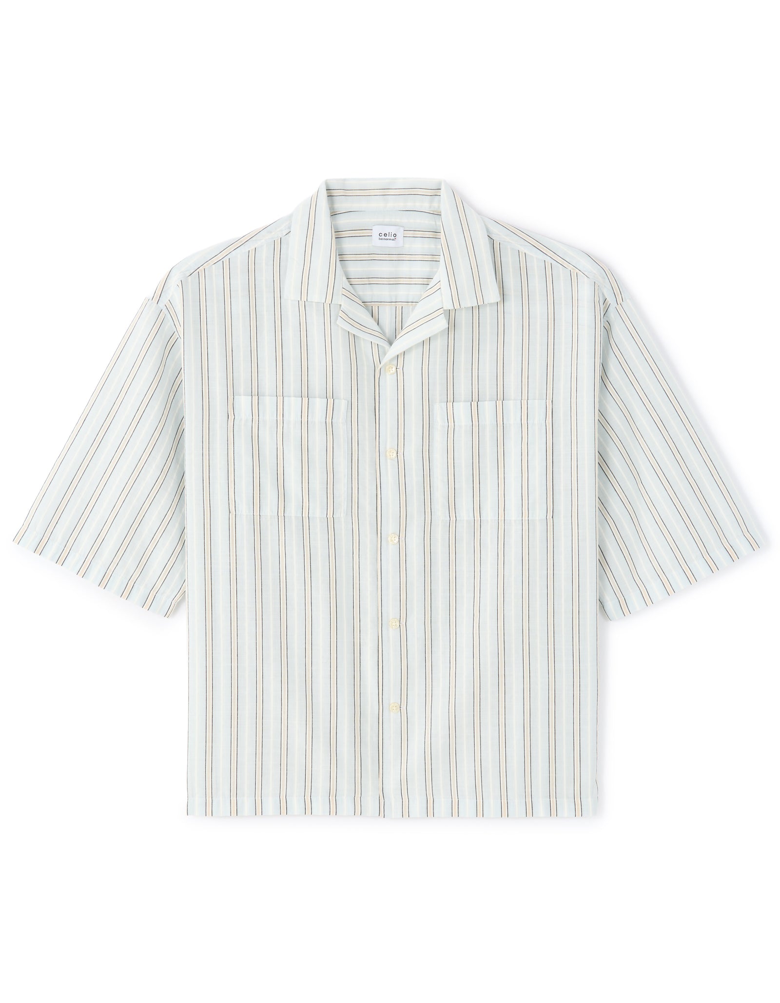 Celio Stripes  Cotton Blue Shirt