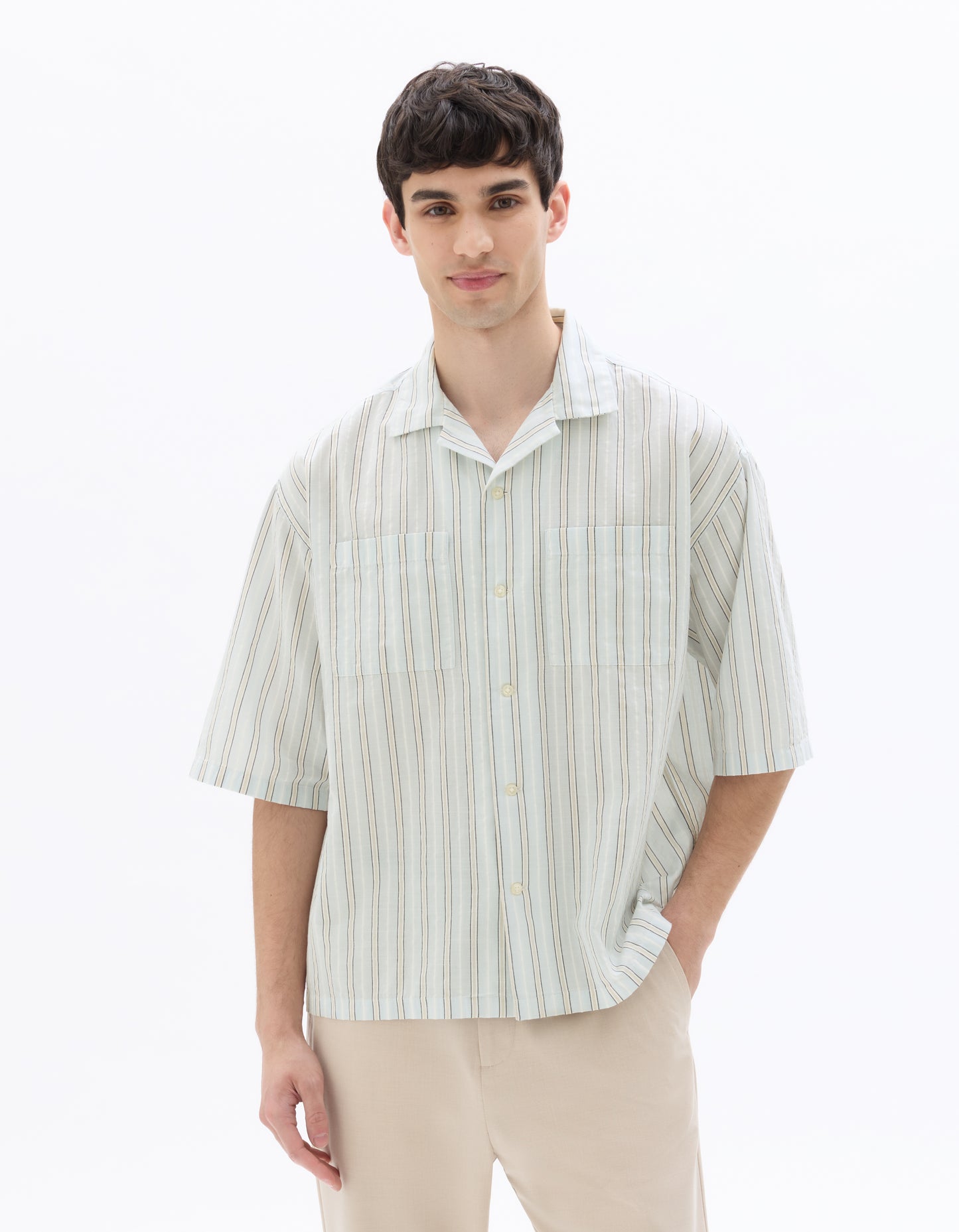 Celio Stripes  Cotton Blue Shirt