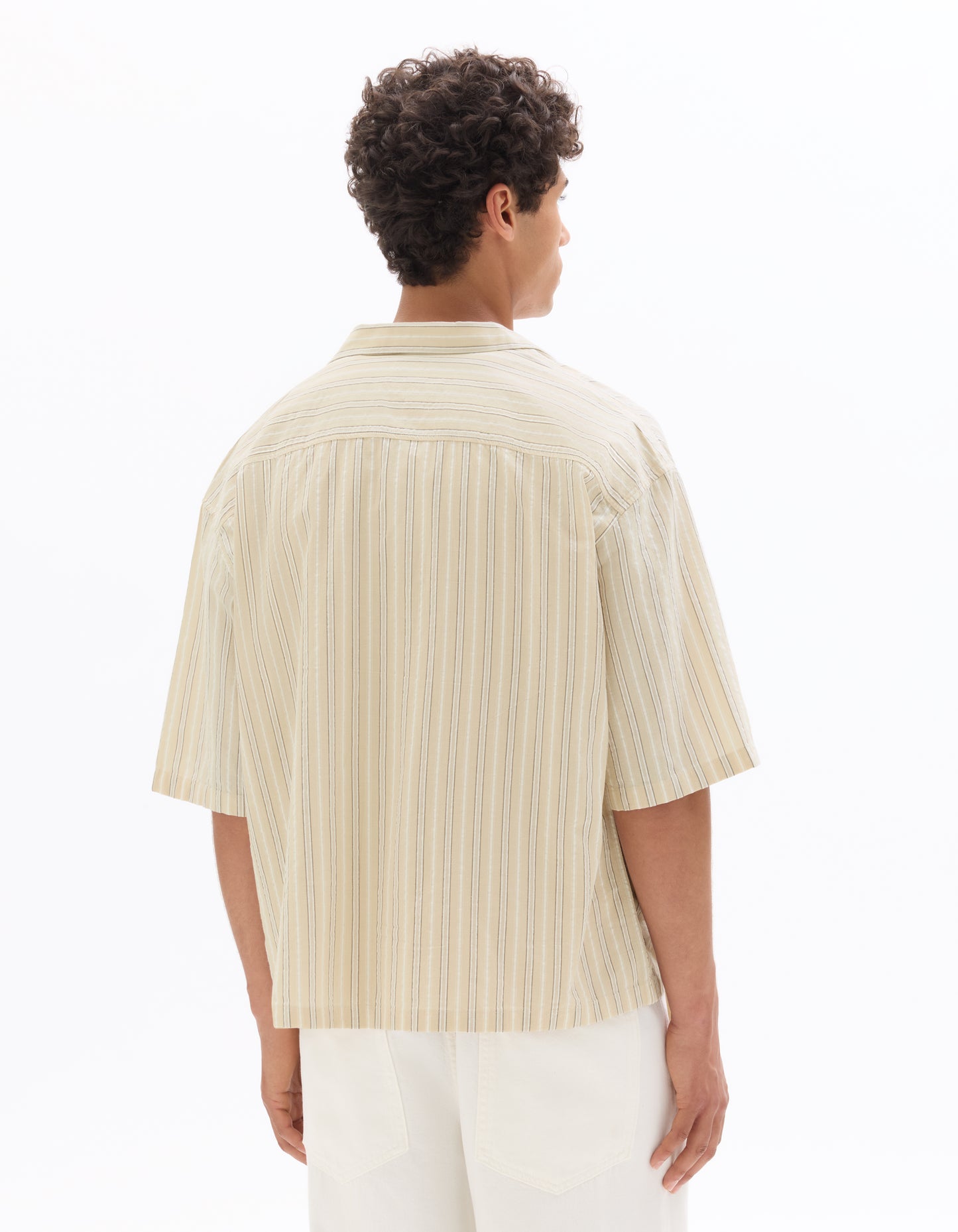 Celio Textured  Cotton Beige Shirt