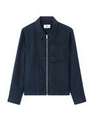 Regular Fit 100% Linen Regular Collar Jackets - Navy Blue