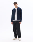 Regular Fit 100% Linen Regular Collar Jackets - Navy Blue