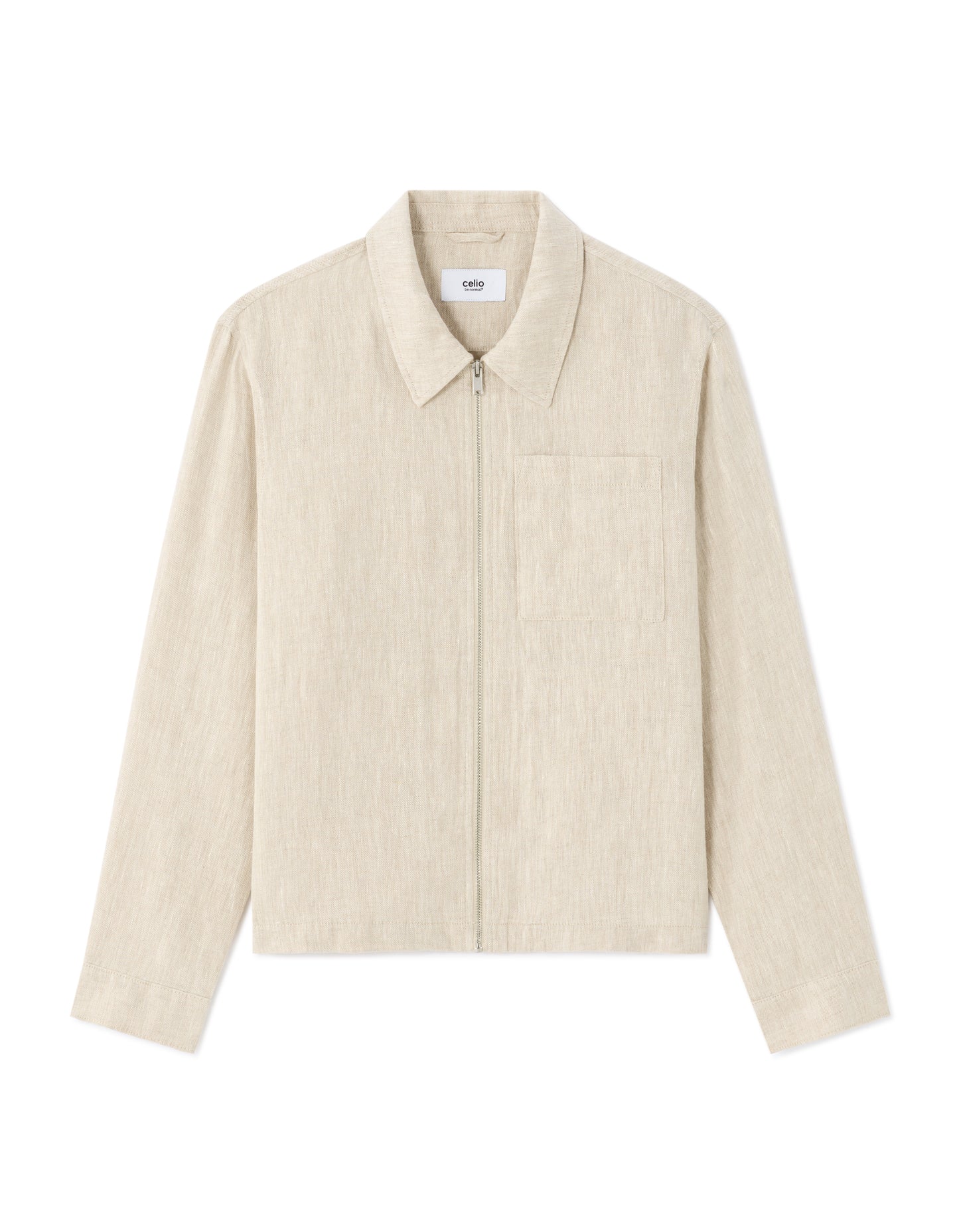 Regular Fit 100% Linen Regular Collar Jackets - Cream