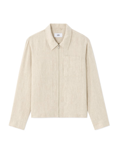 Regular Fit 100% Linen Regular Collar Jackets - Cream