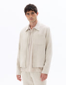 Regular Fit 100% Linen Regular Collar Jackets - Cream
