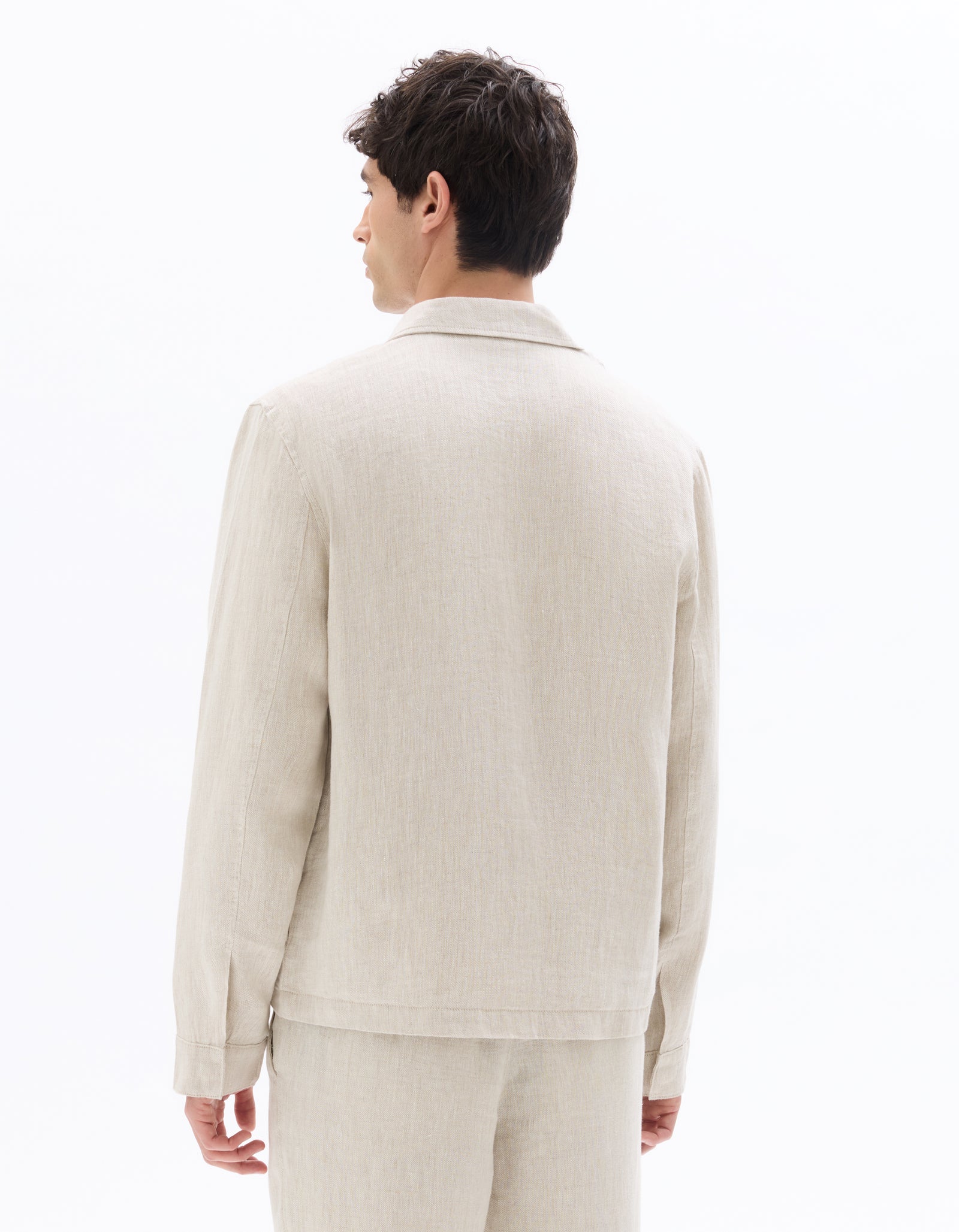 Regular Fit 100% Linen Regular Collar Jackets - Cream